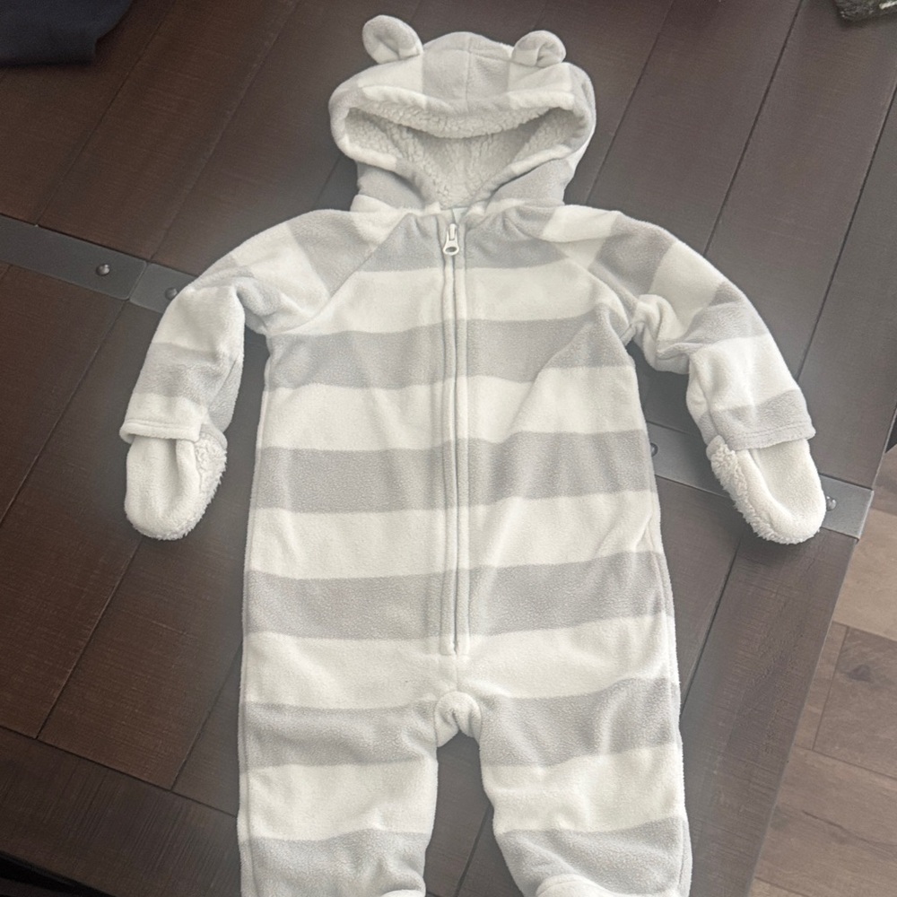 Old Navy Gray and White Striped Bodysuit